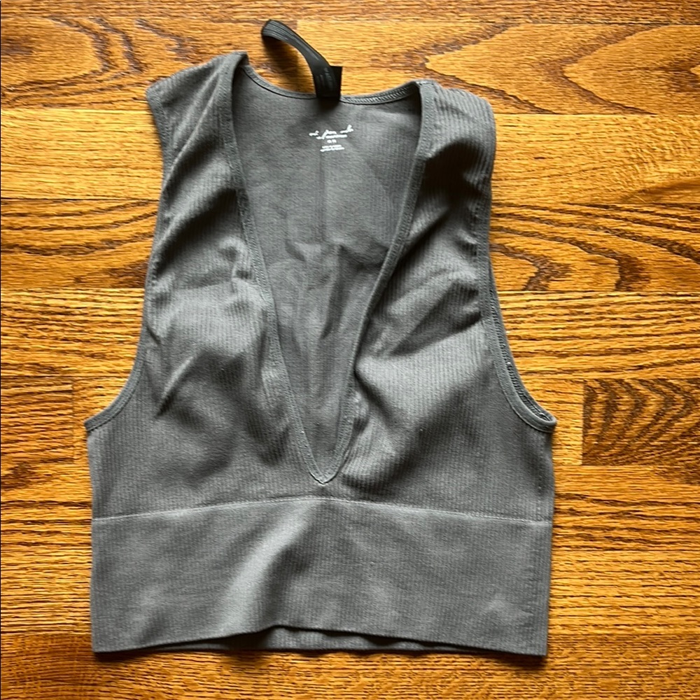 Urban Outfitters Gray Crop Cut Out Tank Top